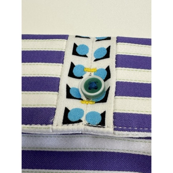 NWT Robert Graham X LANAI Purple Stripe Flip Cuff Trim Fit Shirt MED $188 READ - Picture 10 of 14